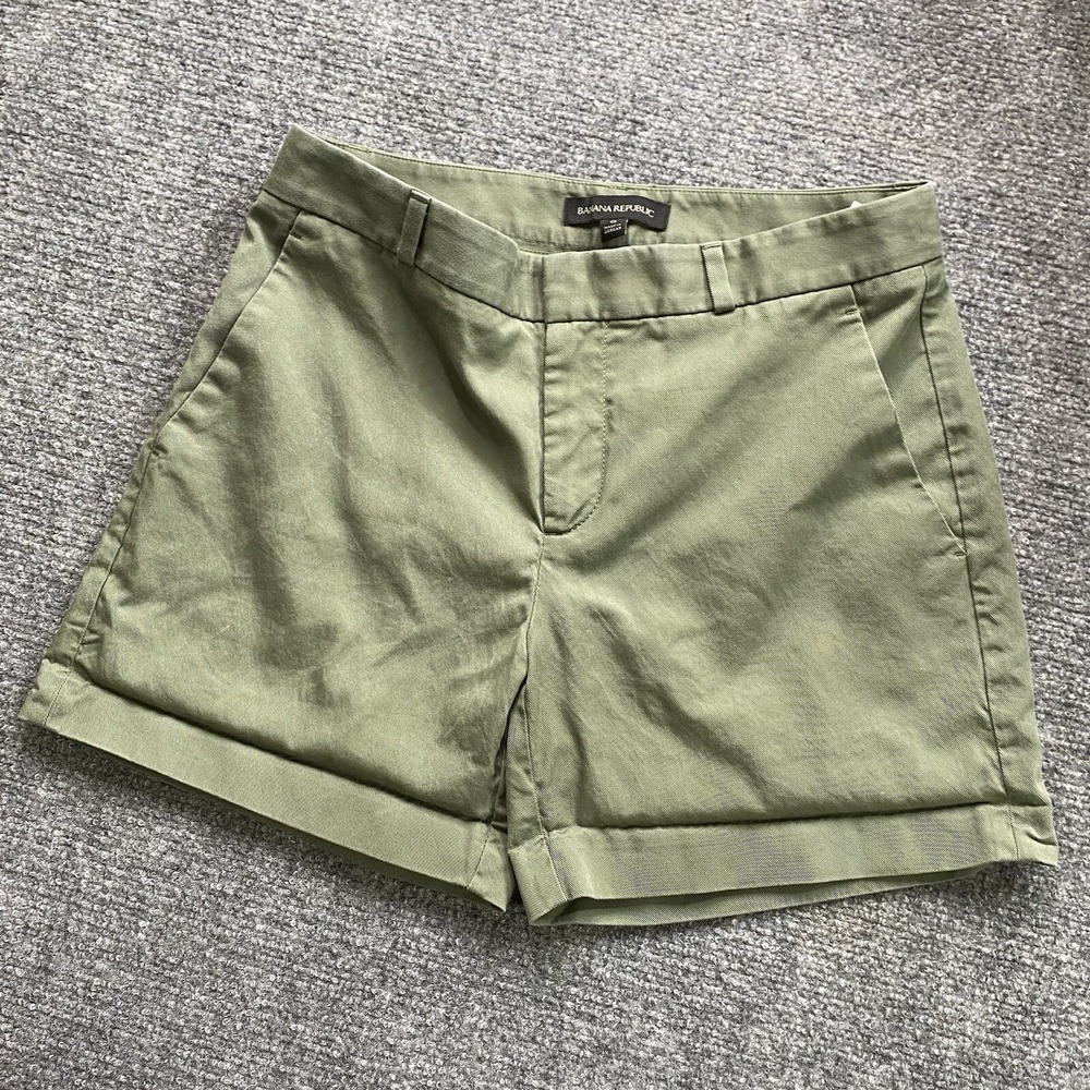 Banana Republic Shorts Womens 0 Olive Chino Preppy Shortie Timeless‎ Minimalist